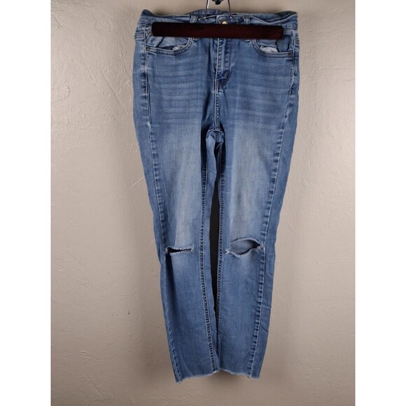 WAX JEAN LOS ANGELES TORN KNEE DISTRESS, SKINNY JEAN LIGHT BLUE COLOR - Picture 1 of 15